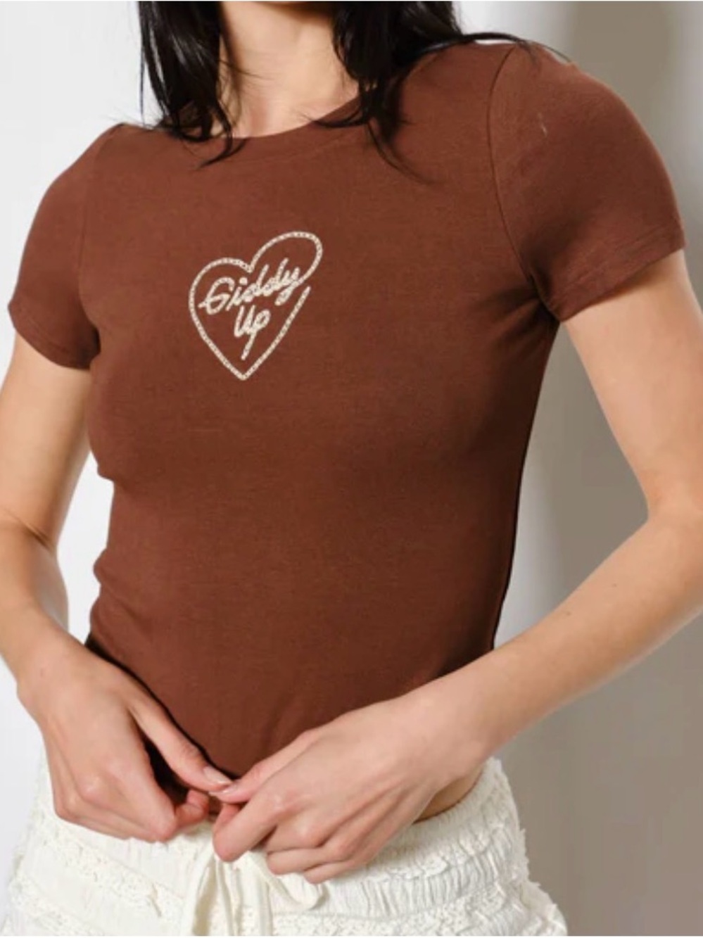 Altar'd State Brown 'Giddy Up' Heart Tee